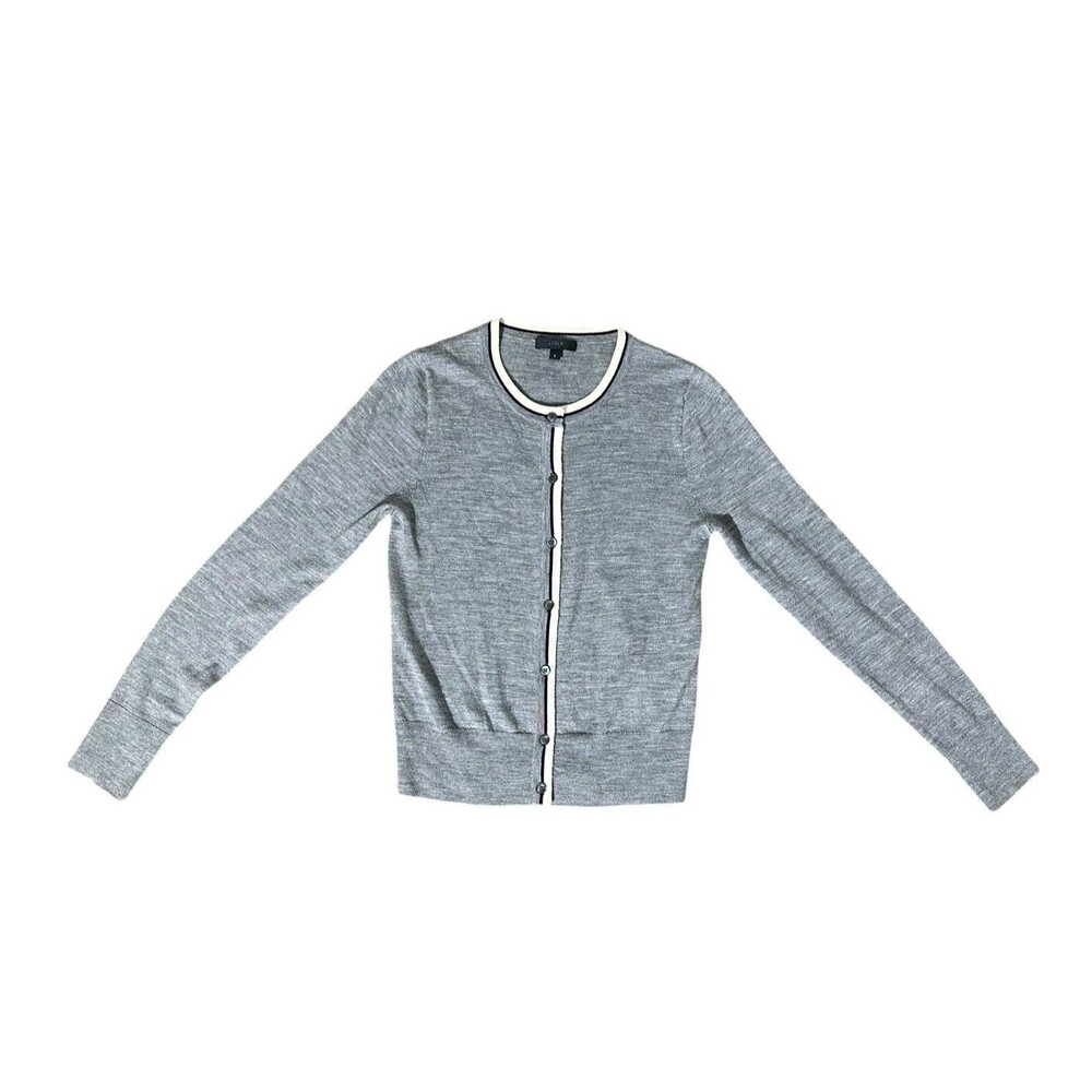 J Crew Grey Cardigan Sweater Womens Large Button Down